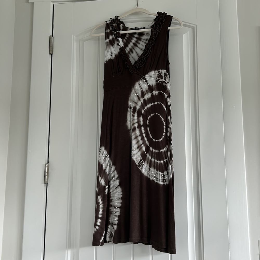 Tie dye sun dress with rhinestones